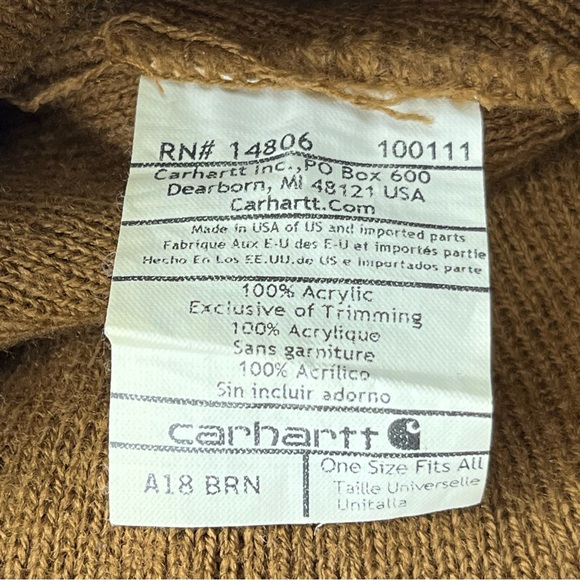 Carhartt Knit Beanie Winter Hat-Brown-Snow-Boho-Bohemian-Casual-Classic-Outdoor - Picture 8 of 8